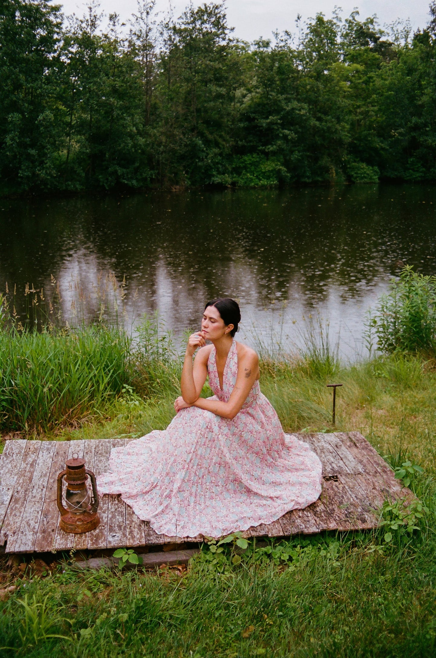 70’s Floral Halter Maxi Dress w/ Matching Shirt & Belt
