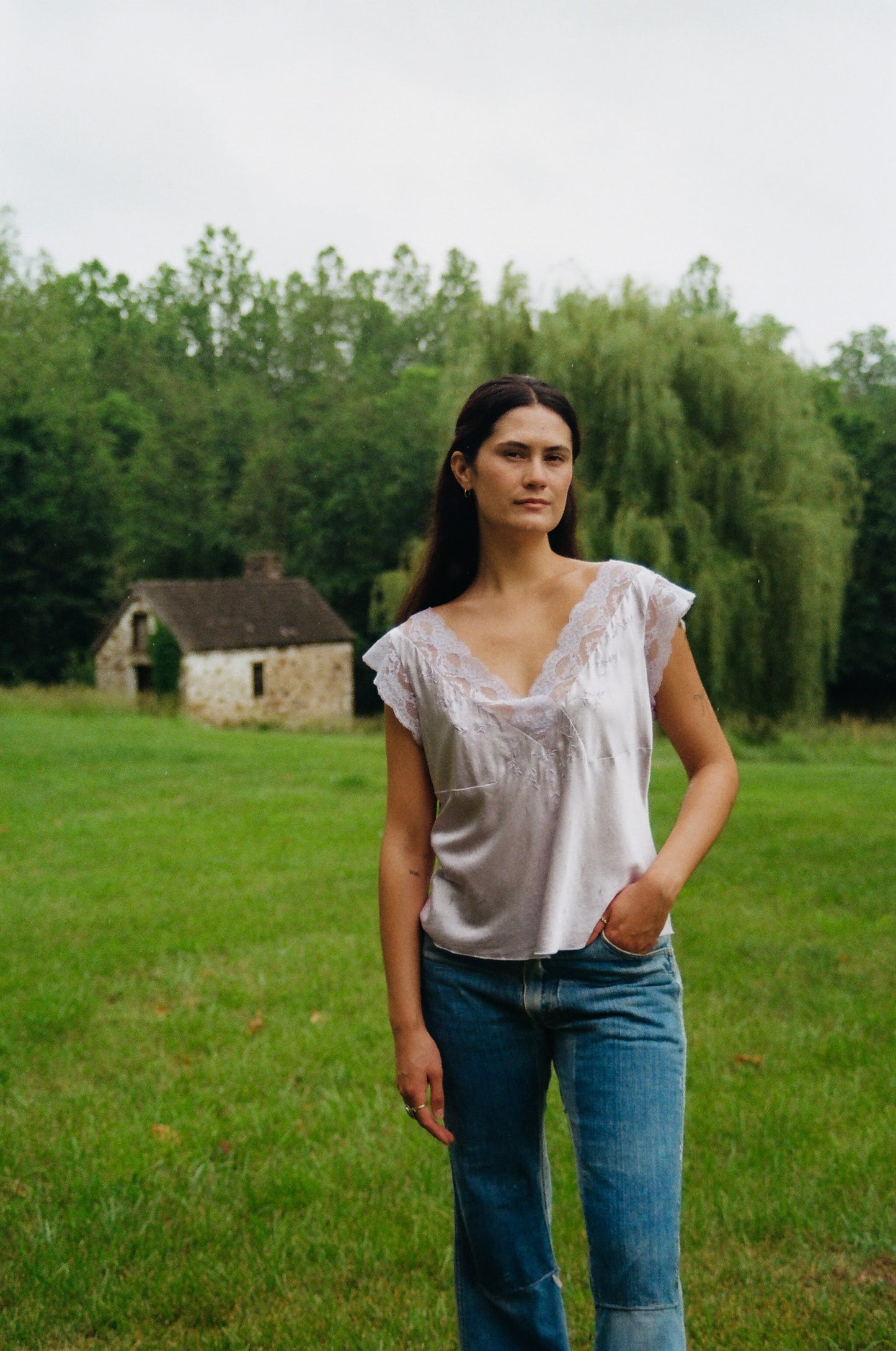 70’s Patched Sedge Field Flared Denim