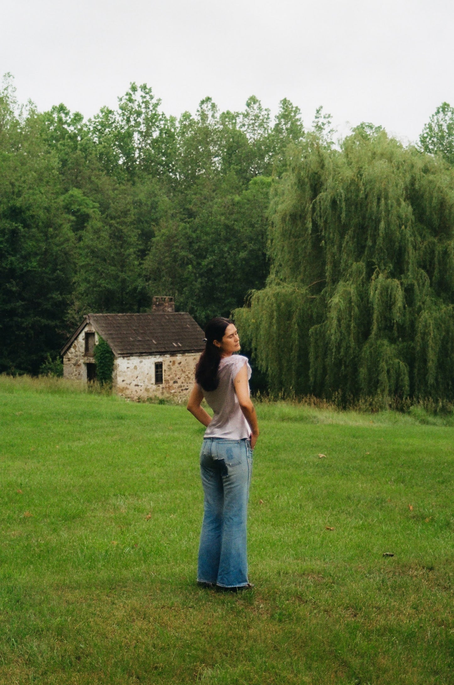 70’s Patched Sedge Field Flared Denim