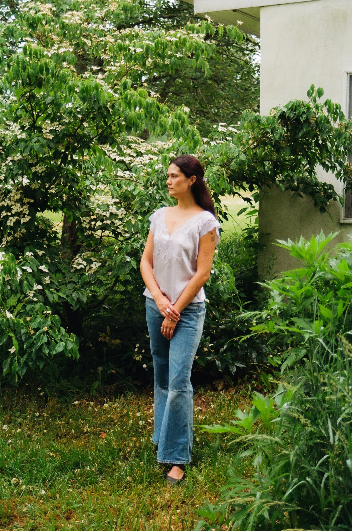 70’s Patched Sedge Field Flared Denim