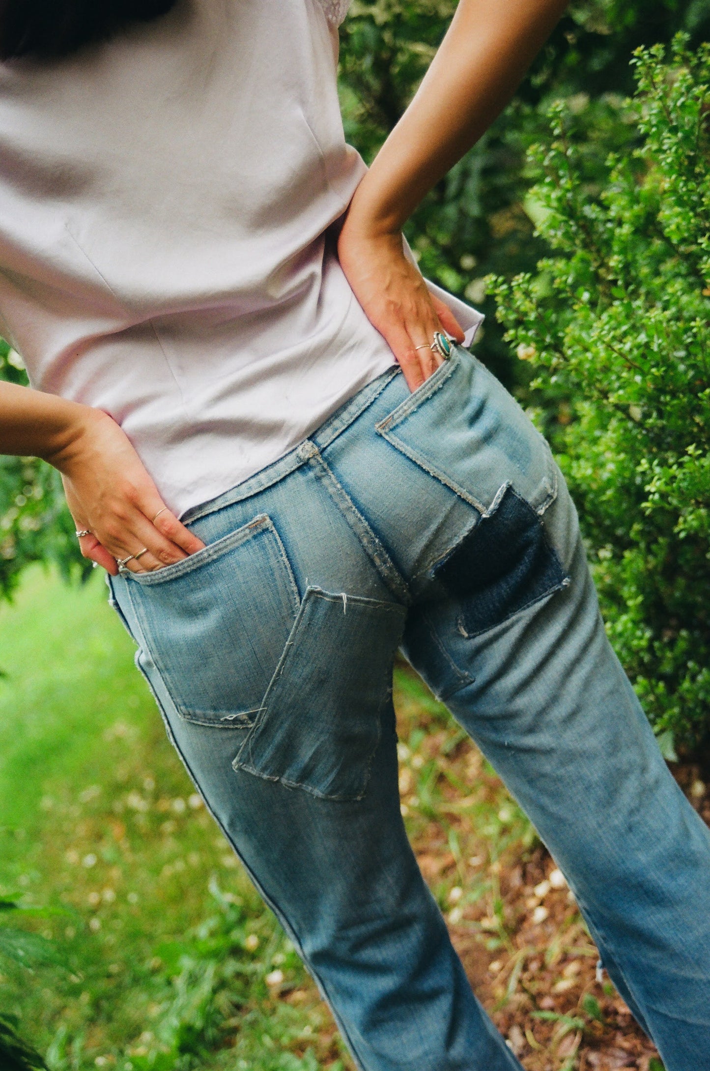 70’s Patched Sedge Field Flared Denim