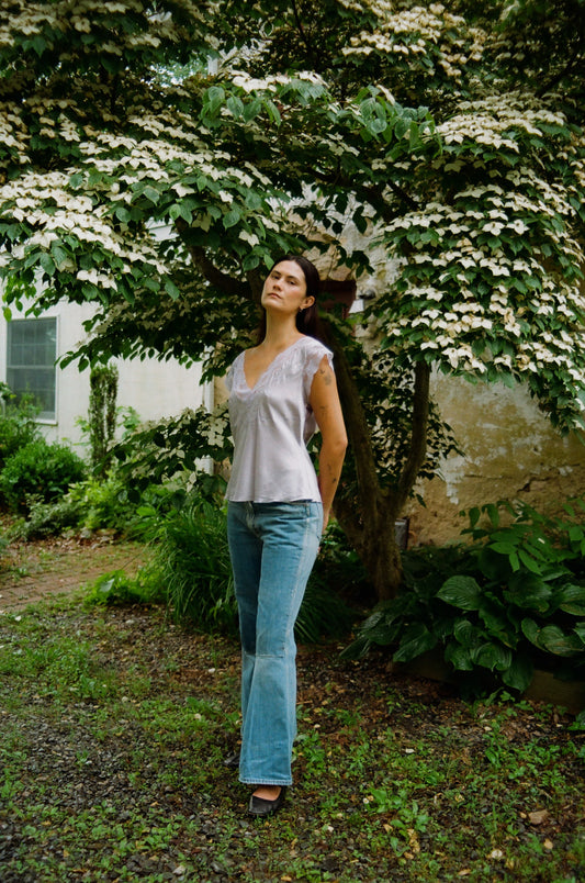 70’s Patched Sedge Field Flared Denim