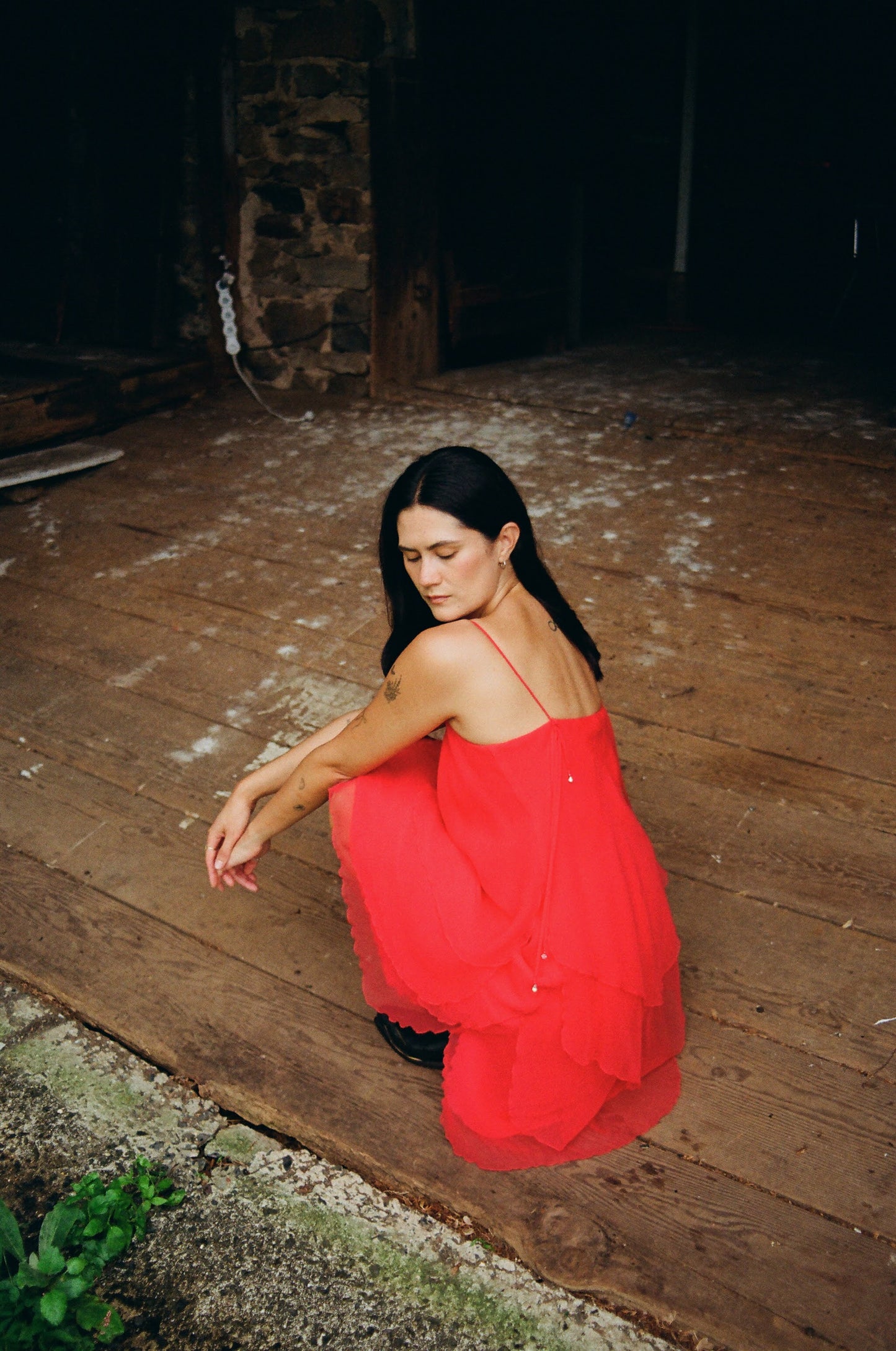 Stunning Red Silk Layered Dress