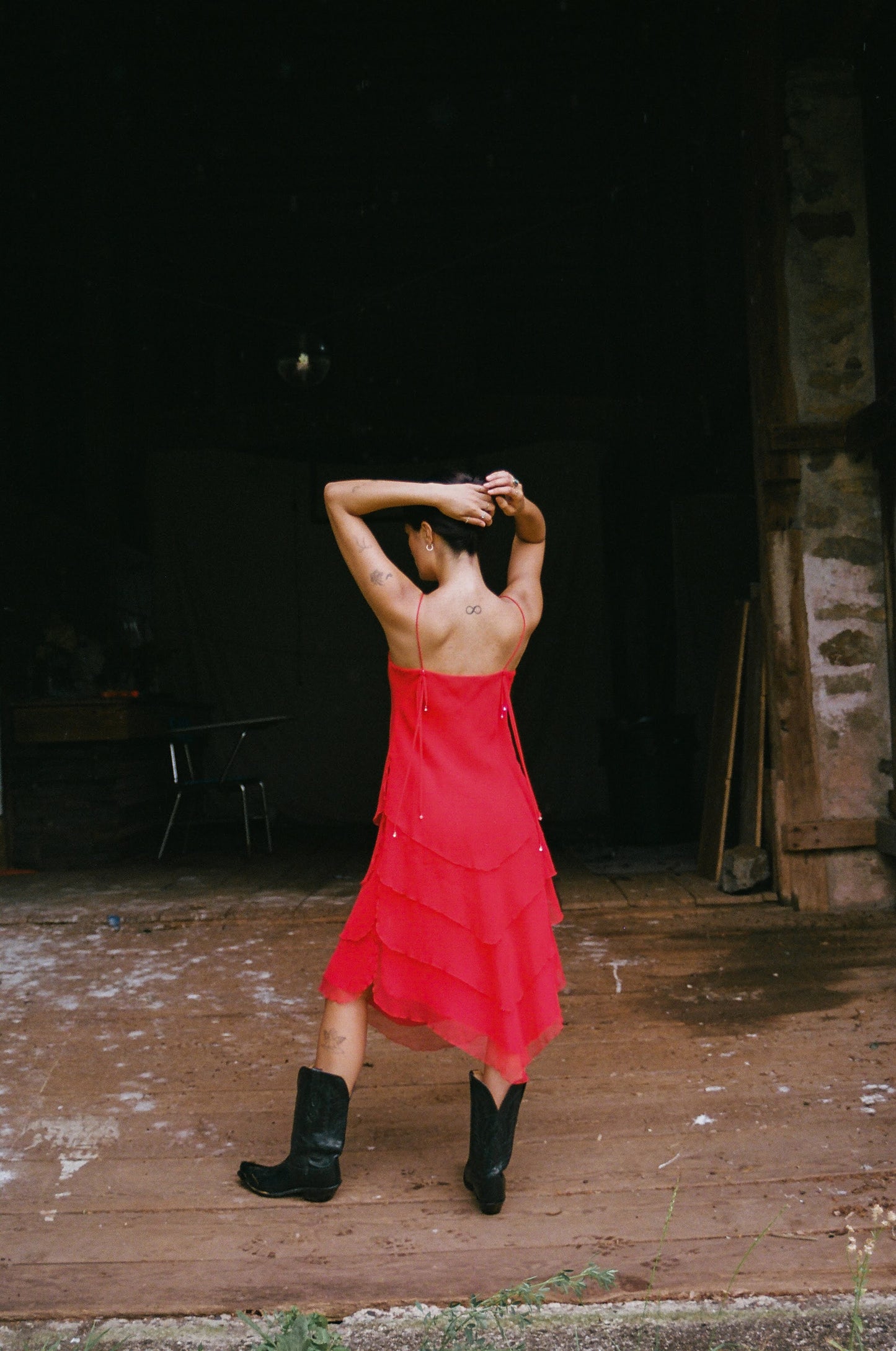 Stunning Red Silk Layered Dress