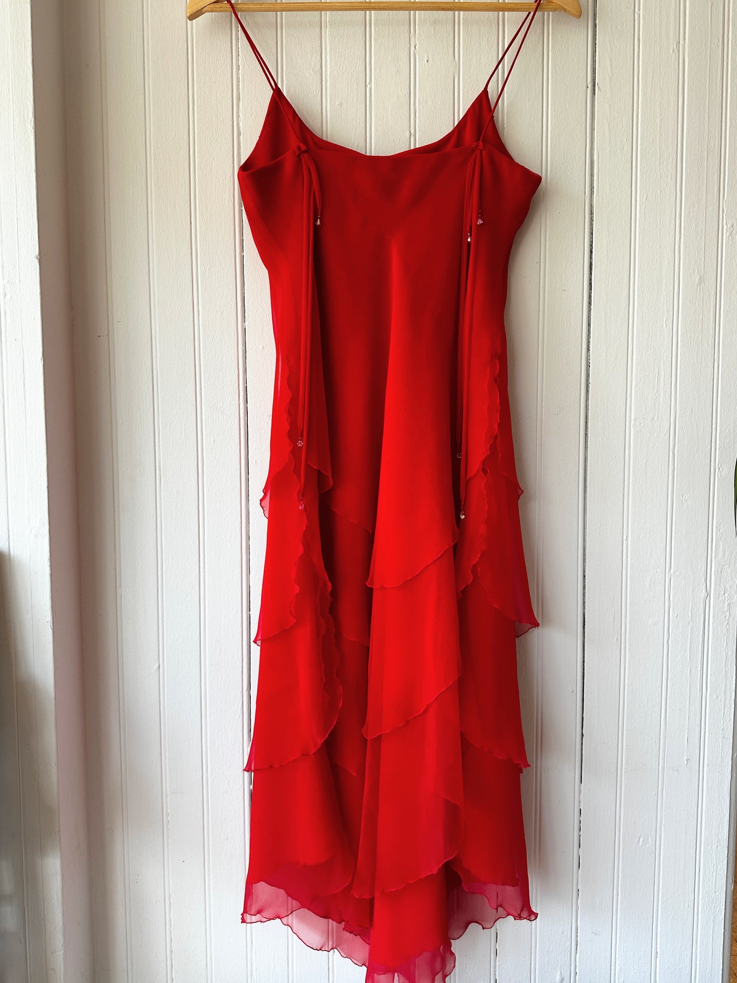 Stunning Red Silk Layered Dress