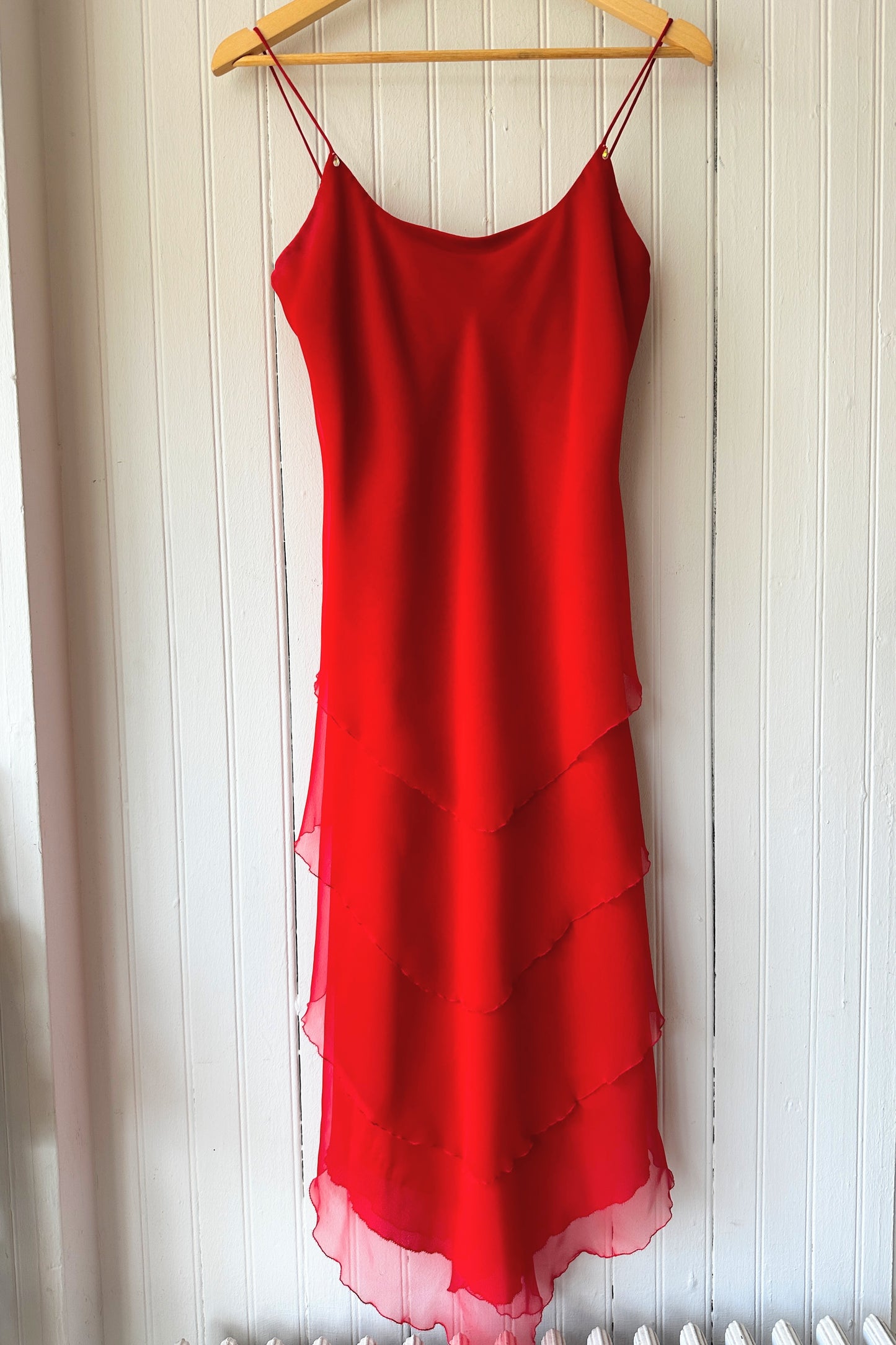 Stunning Red Silk Layered Dress