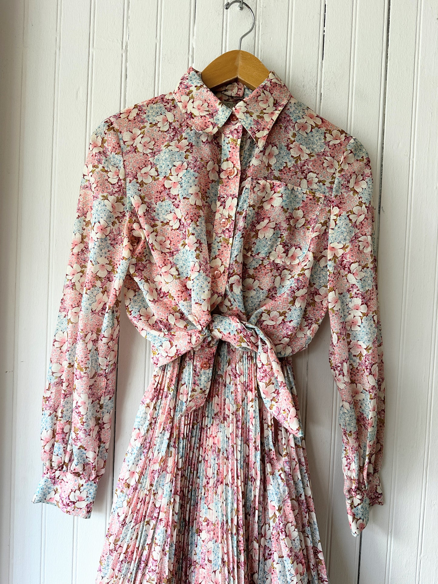 70’s Floral Halter Maxi Dress w/ Matching Shirt & Belt